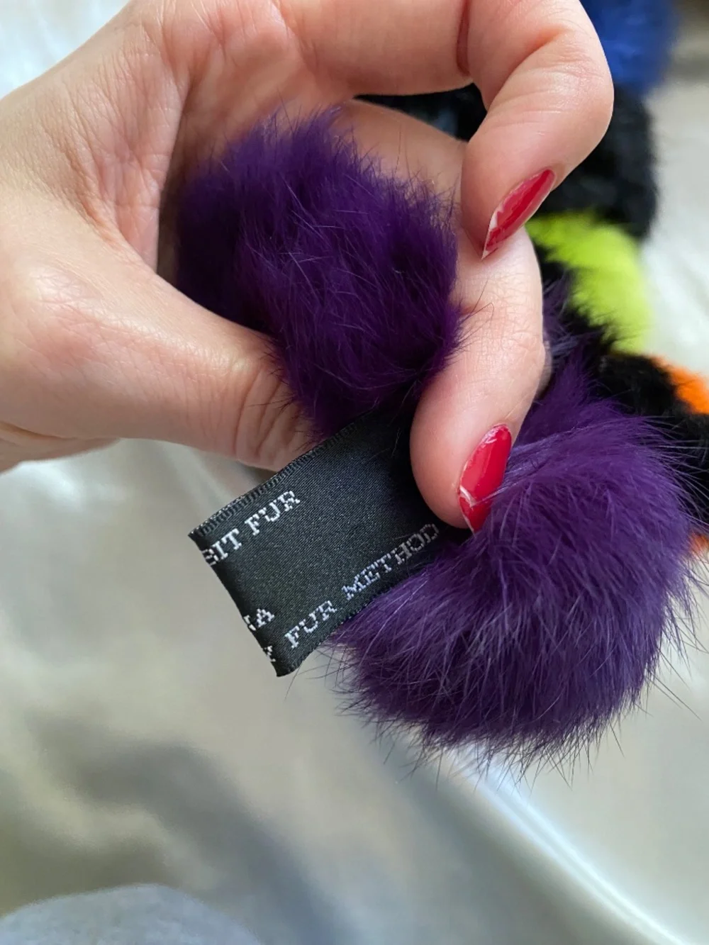 Vintage y2k Black Rainbow Striped Rabbit Fur Scarf Boho Unique
